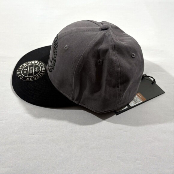 HARLEY DAVIDSON Motorcycle Skull Mens Fitted Hat Cap Black Gray Sz 7 1/2 NWT - Picture 5 of 11